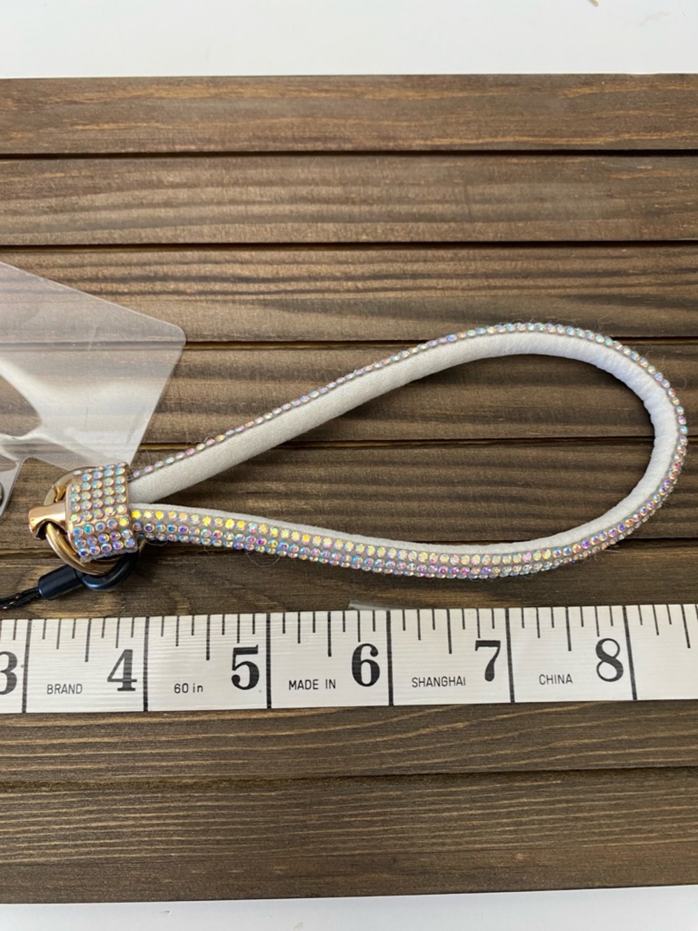 Rhinestone Phone Wrist Strap White Crystal-Embellished Lanyard Gold Clip - Picture 8 of 11